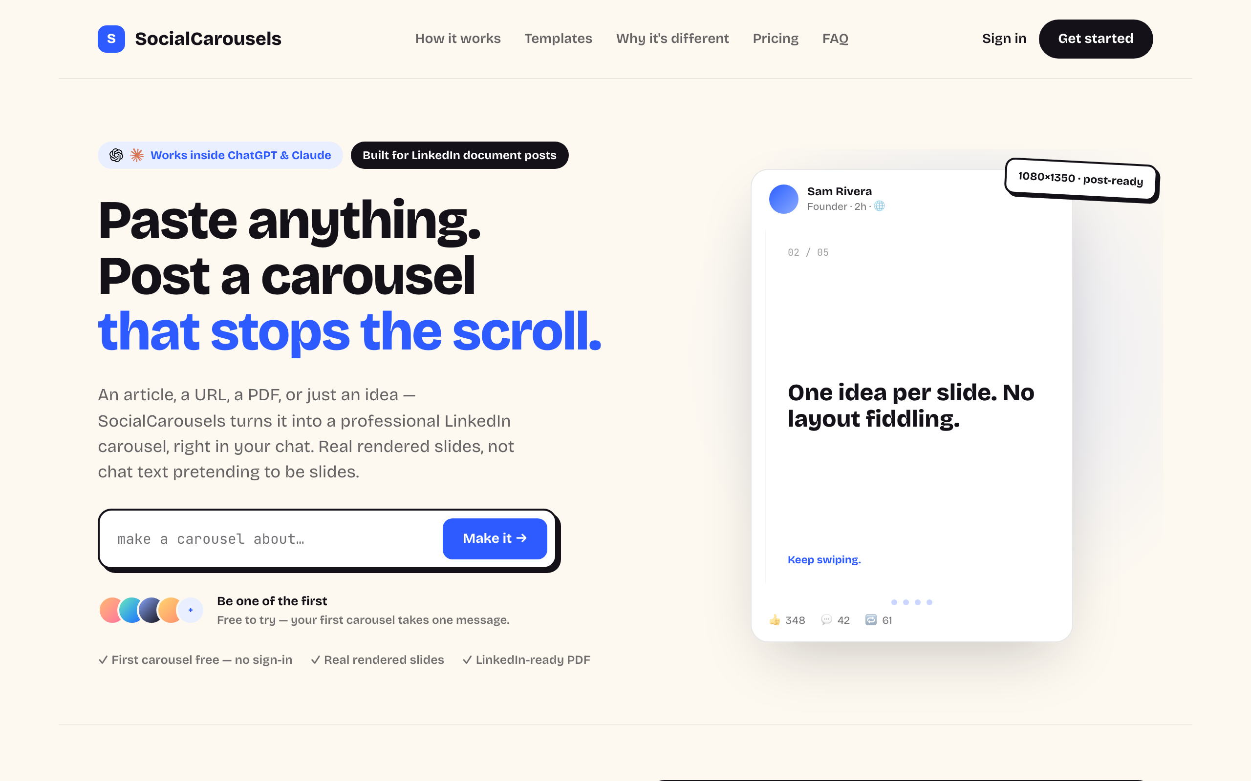 SocialCarousels home page